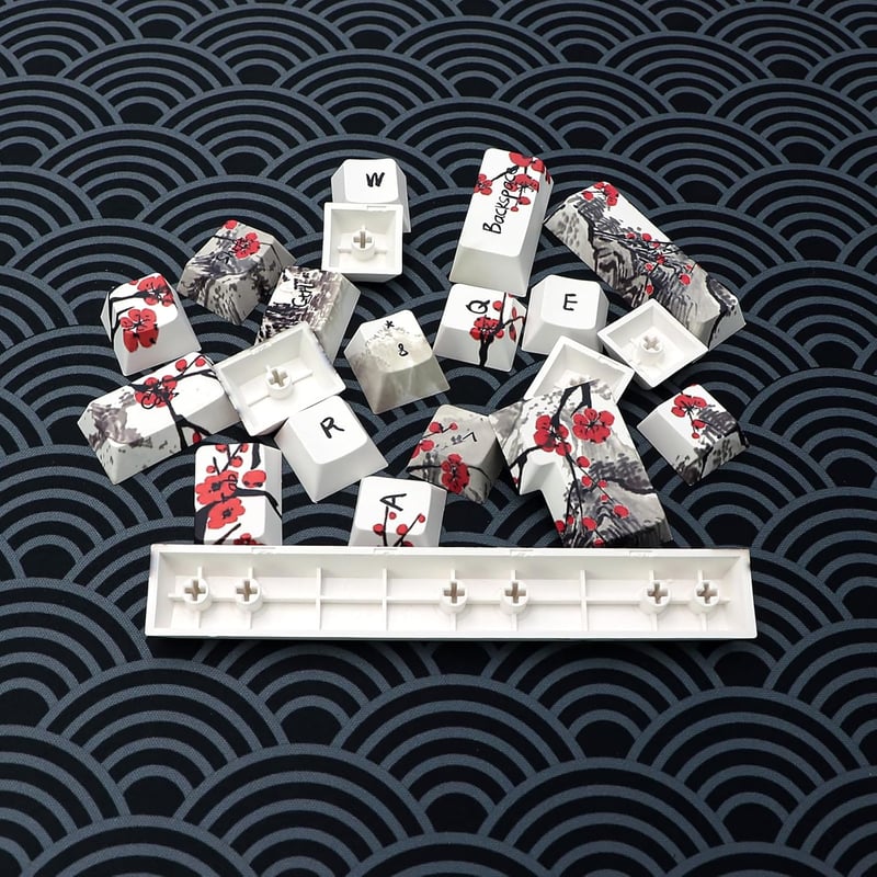 JSJT Szilva Virág 60% PBT Keycap szett Cherry MX mechanikus billentyűzethez - 80-us