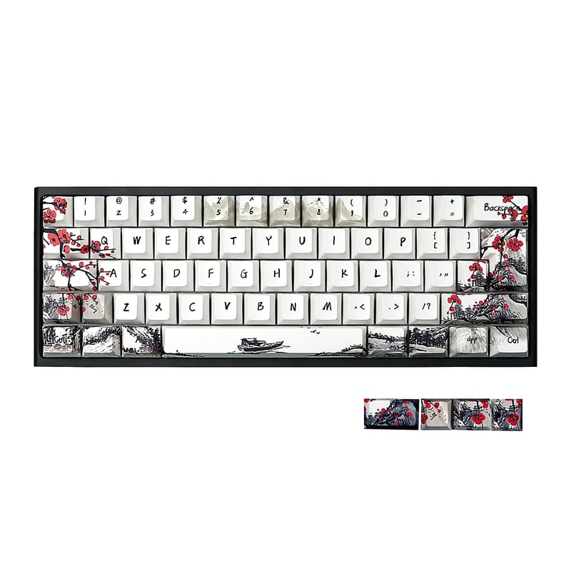 JSJT Szilva Virág PBT set kapica za tipkovnicu, Cherry profil, 80 tipki - za tipkovnice od 60%