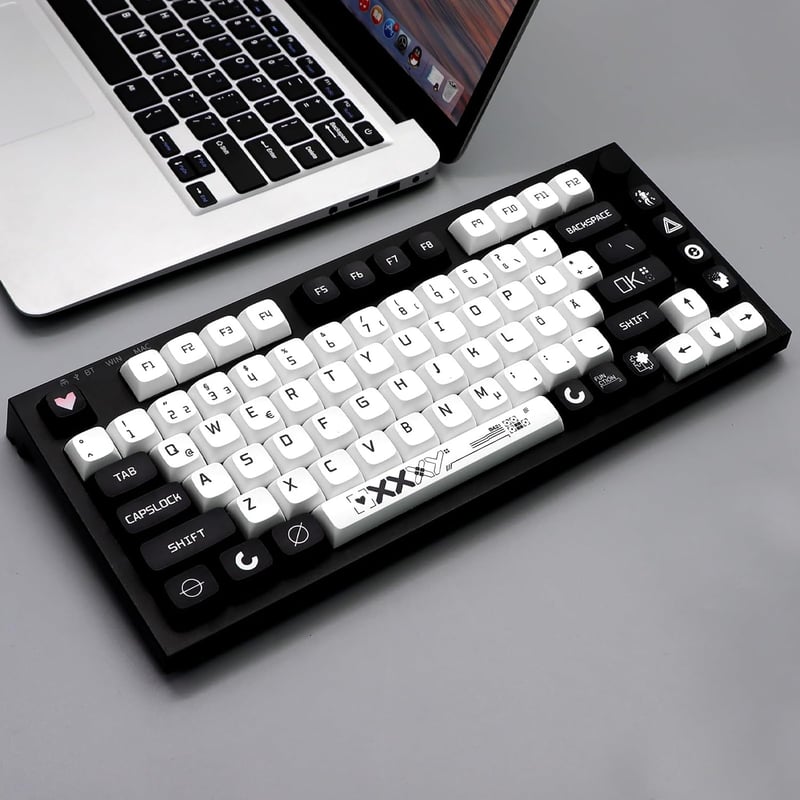JSJT XDA Profil Fekete-Fehér Mechanikus Billentyűzet Keycap szett 129 gomb