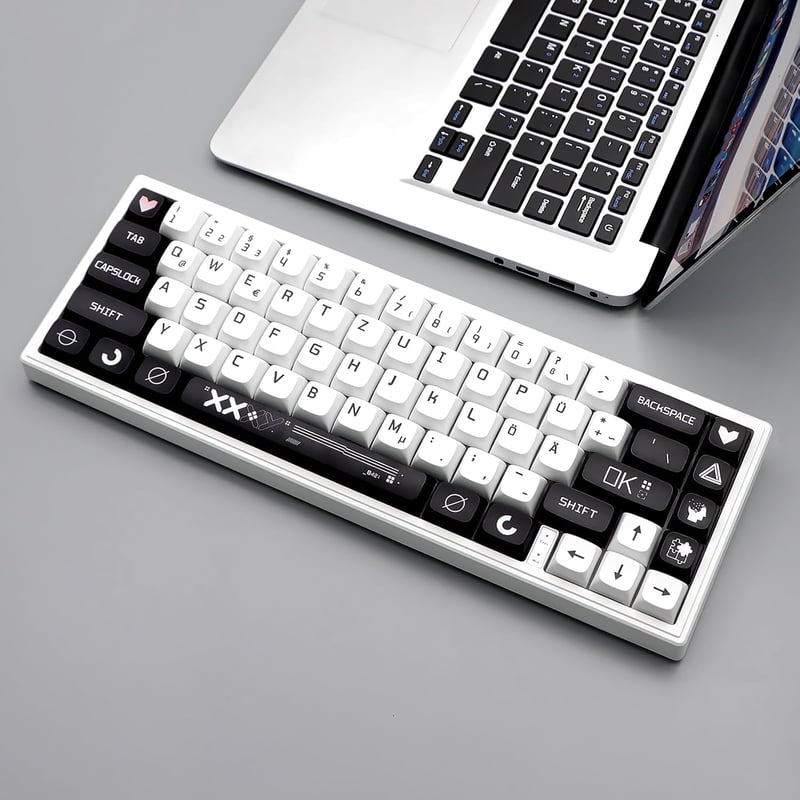 JSJT XDA Profil Fekete-Fehér Mechanikus Billentyűzet Keycap szett 129 gomb