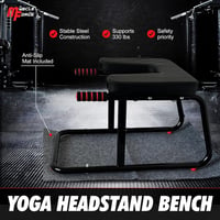 JSM FITNESS Fejenállás Szék - Acél Jóga Pad Inverziós Gyakorlatokhoz, Fekete Csúszásgátló Szőnyeggel, Otthoni Core Edzéshez, Stabil Szerkeze - Black, 64 cm x 43 cm x 37 cm, Modern 3