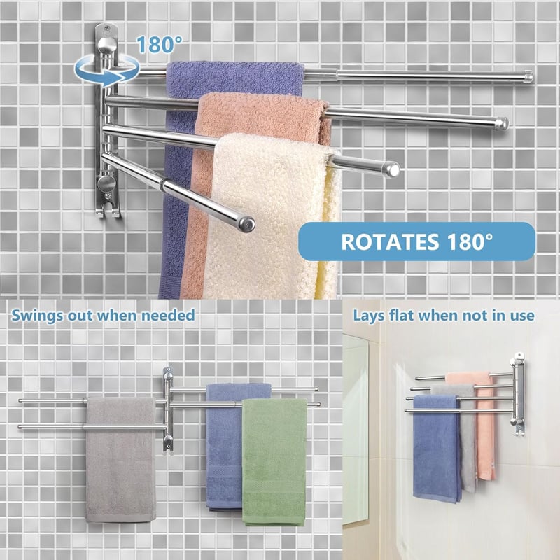 JSVER 4 karos forgatható törölközőtartó 50 cm rozsdamentes acél
