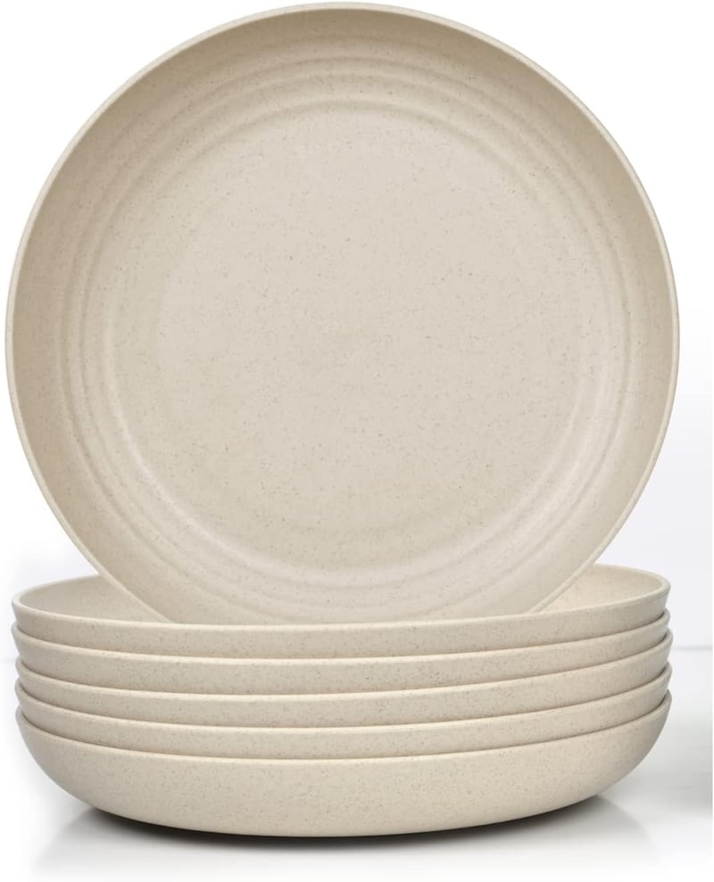 JSYMJSY 6 részes mélytányér szett 23 cm, szürke, műanyag, mikróhullámú és mosogatógépben biztonságos - 23cm, Beige