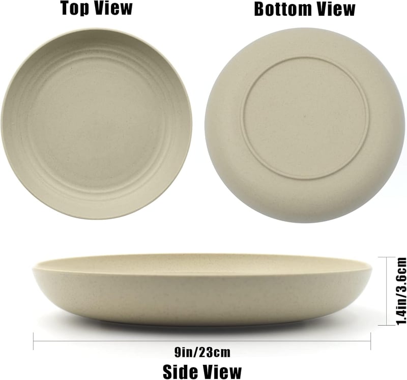 JSYMJSY 6 részes mélytányér szett 23 cm, szürke, műanyag, mikróhullámú és mosogatógépben biztonságos - 23cm, Beige