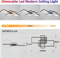 Jsz LED dimmelhető mennyezeti lámpa távirányítóval, modern minimalista fekete fém akril 7