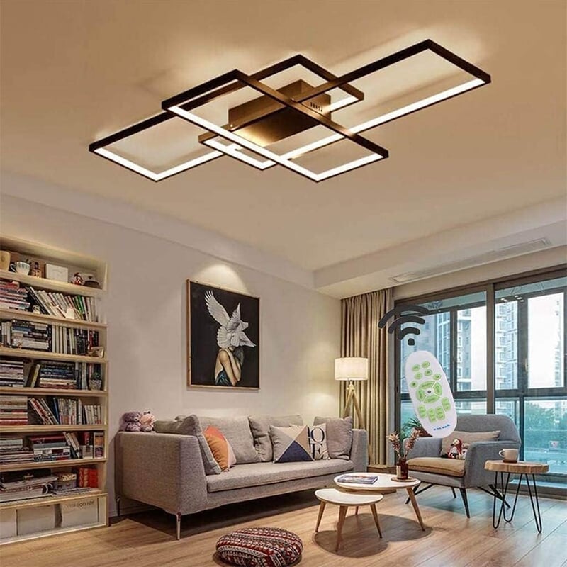 Jsz LED dimmelhető mennyezeti lámpa távirányítóval, modern minimalista fekete fém akril