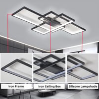 Jsz LED dimmelhető mennyezeti lámpa távirányítóval, modern minimalista fekete fém akril 8