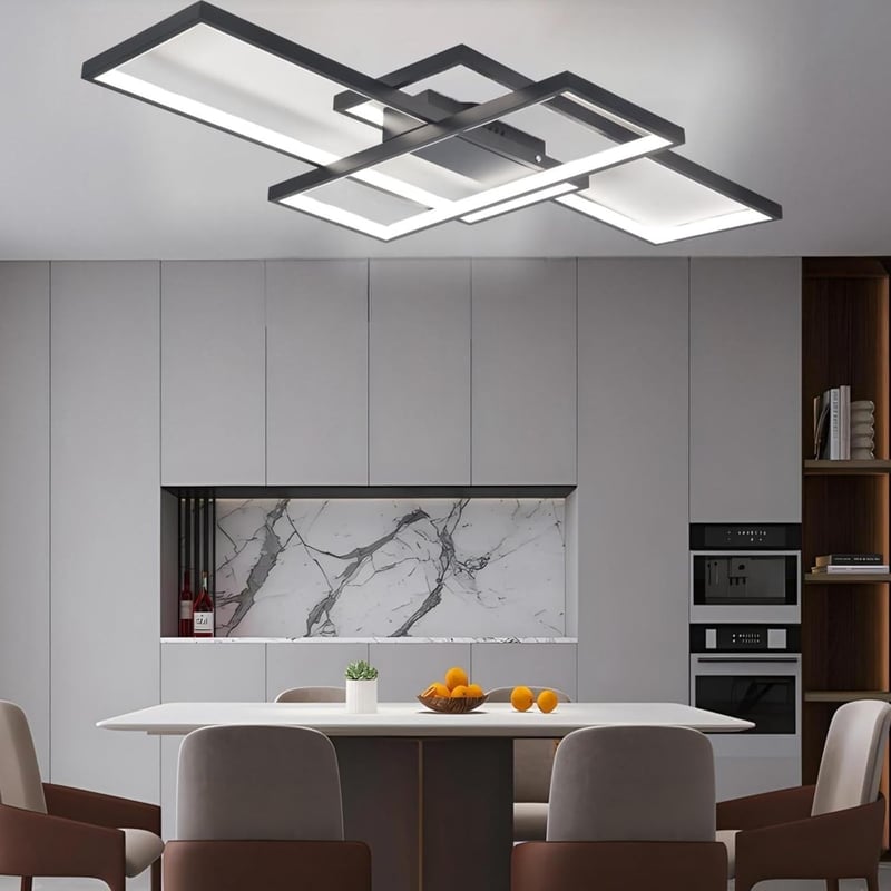 Jsz LED dimmelhető mennyezeti lámpa távirányítóval, modern minimalista fekete fém akril