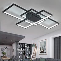 Jsz LED dimmelhető mennyezeti lámpa távirányítóval, modern minimalista fekete fém akril 6