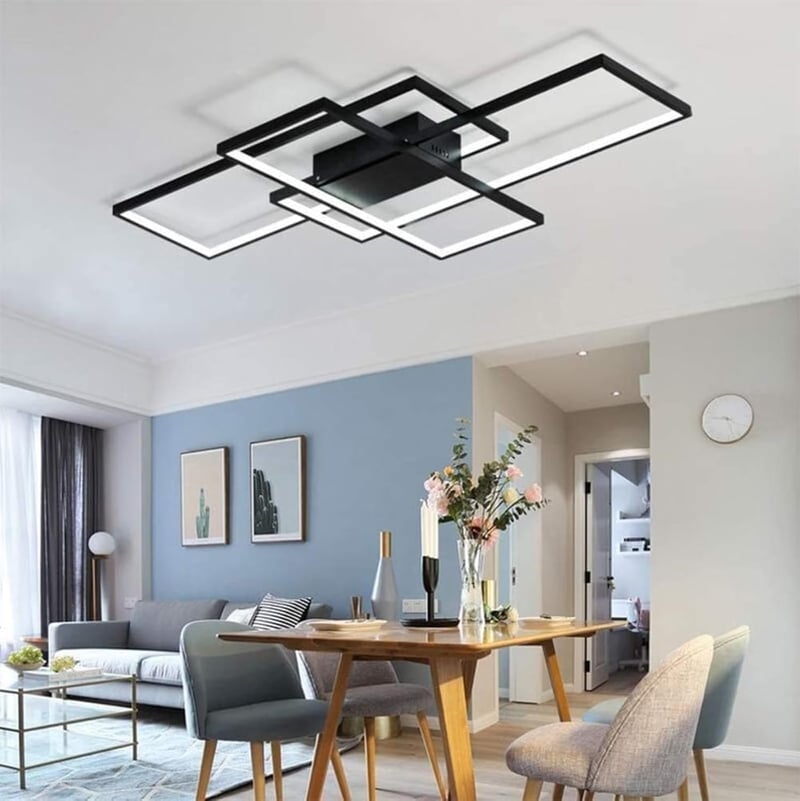 Jsz LED dimmelhető mennyezeti lámpa távirányítóval, modern minimalista fekete fém akril