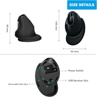 JTD Wireless Ergonomikus Függőleges Egér Bluetooth 2.4G Újratölthető 2400 DPI 7