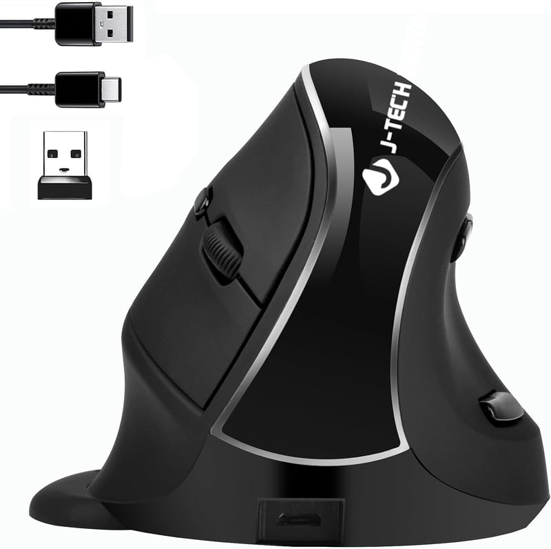 JTD Wireless Ergonomikus Függőleges Egér Bluetooth 2.4G Újratölthető 2400 DPI
