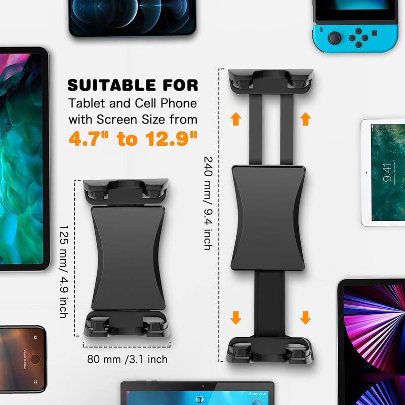 Jubor 360° Forgó Autós Tablet Tartó iPad Air Mini Galaxy 4.7-12.9"