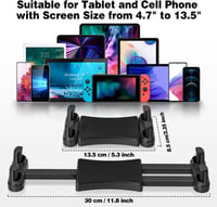 Jubor 360° Forgó Autós Tablet Tartó iPhone iPad 4.7-13.5" Univerzális 3