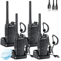 Sada vysielačiek JUCJET EP31, 4 ks, IP54 vodoodolné PMR446 vysielačky, USB nabíjacia stanica, nabíjací kábel typu C, slúchadlá, čierne 1