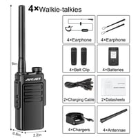 Sada vysielačiek JUCJET EP31, 4 ks, IP54 vodoodolné PMR446 vysielačky, USB nabíjacia stanica, nabíjací kábel typu C, slúchadlá, čierne 6