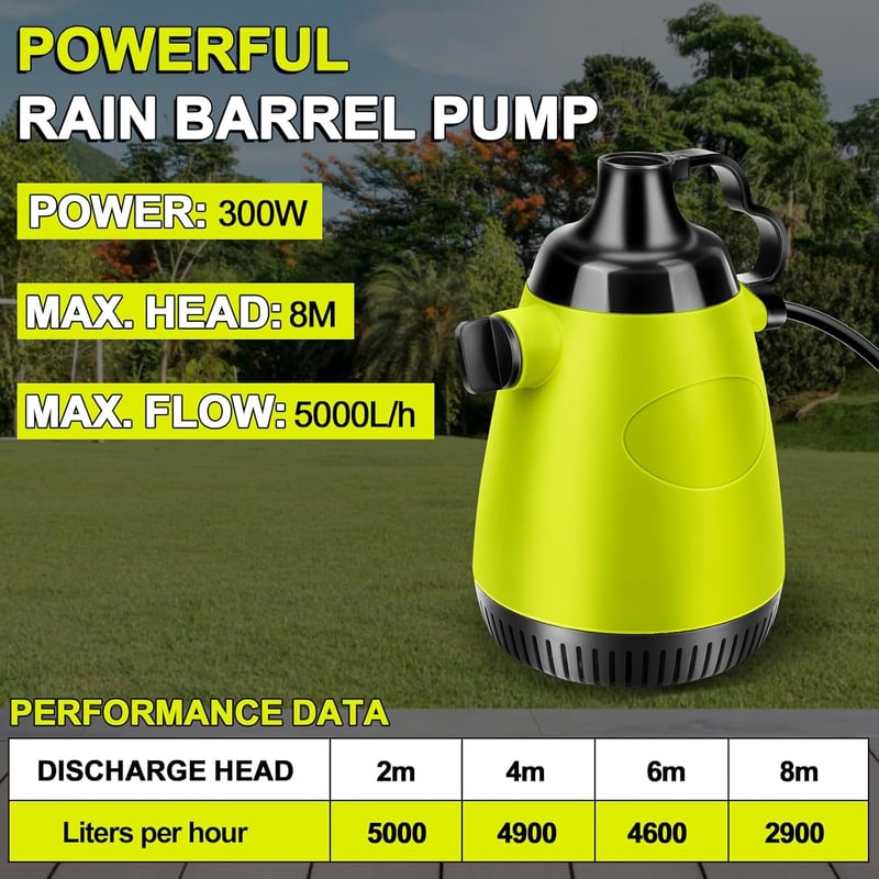 JUDANNA 18V Akkus Merülő Szivattyú Esővízhez 5000 L/h Áramlás 300W