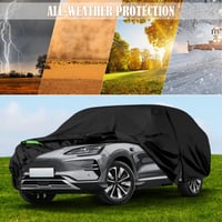 JUDANNA Autoplachta nepremokavá pre BYD Seal U 5-dverové SUV 2023-2026, čierna, celoročná plachta na auto odolná voči zimnému aj letnému počasiu so zipsom na dverách a popruhmi proti vetru 6