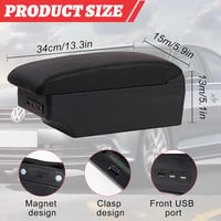 JUDANNA Golf 6 MK5 MK6 Középkonzol Tárolódoboz 3 USB Porttal Fekete Varrással 6