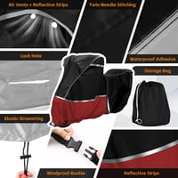 JUDANNA motor ponyva kültérre Honda CRF1100L Africa Twin és CB500X-hez 420D Oxford vízálló fekete piros huzat takaró tarpaulin tartózsákkal 4