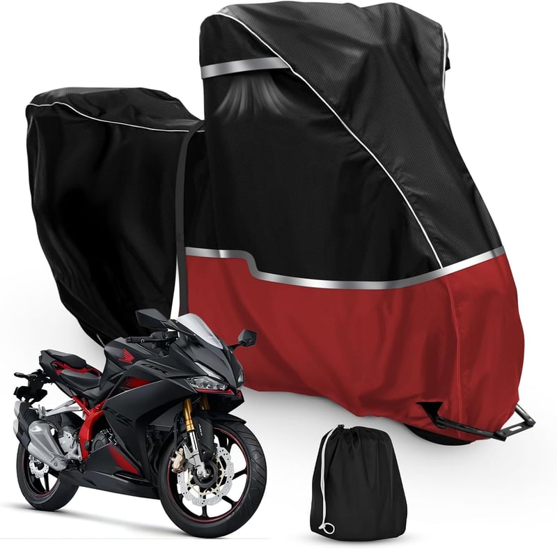 JUDANNA motor ponyva kültérre Honda CRF1100L Africa Twin és CB500X-hez 420D Oxford vízálló fekete piros huzat takaró tarpaulin tartózsákkal