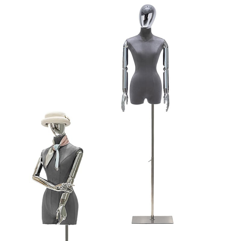 Mannequin de croitorie pentru femei Jueraori, cu cap și brațe - Înălțime ajustabilă (120-210 cm), manechin de prezentare a hainelor pentru expoziții, buticuri - 84 cm circumferința bustului