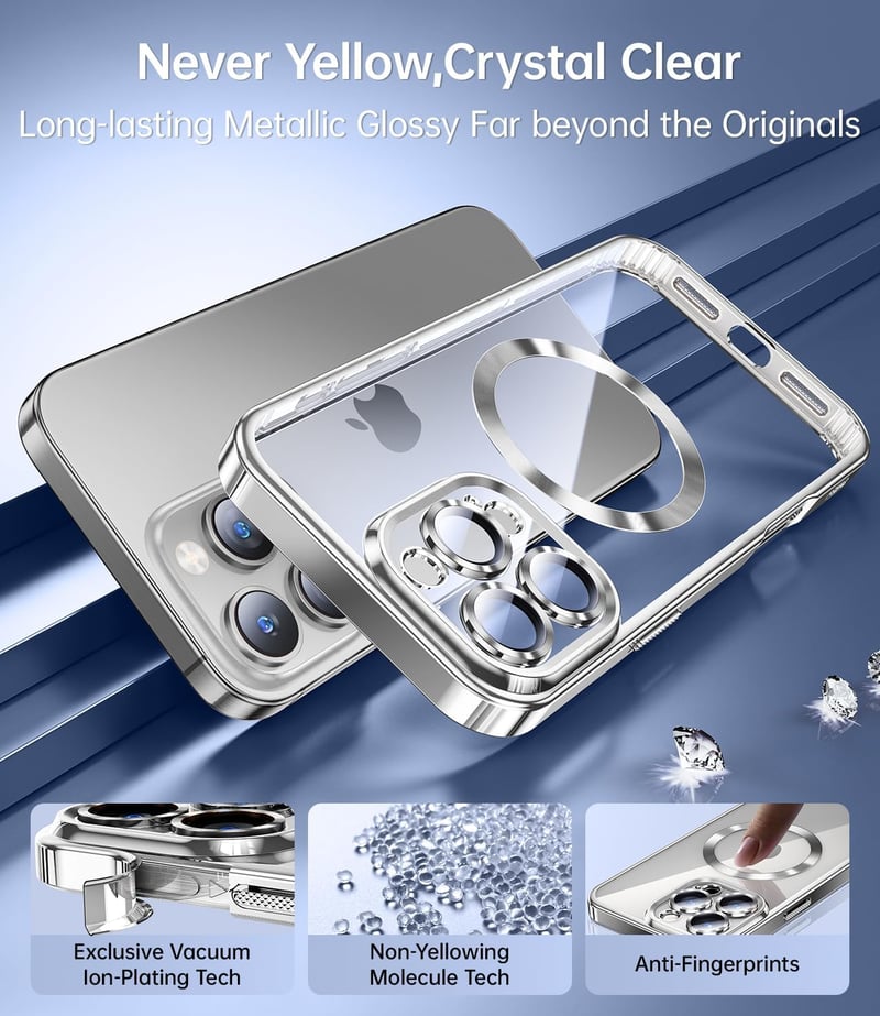 Jueshituo 3-in-1 Tok iPhone 16 Pro-hoz, Katonai Szabványú Ütésálló Telefontok MagSafe Kompatibilis, Kameravédelem, 2 Védőfólia, Titán
