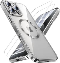 Jueshituo 3-in-1 Tok iPhone 16 Pro-hoz, Katonai Szabványú Ütésálló Telefontok MagSafe Kompatibilis, Kameravédelem, 2 Védőfólia, Titán 1