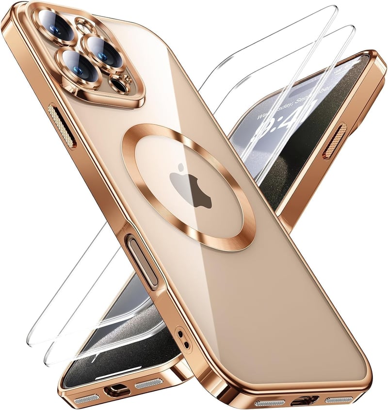 Jueshituo 3-in-1 Tok iPhone 16 Pro Max Katonai Védelem MagSafe Kompatibilis Ütésálló Kameravédő Titán Sivatagi Homok