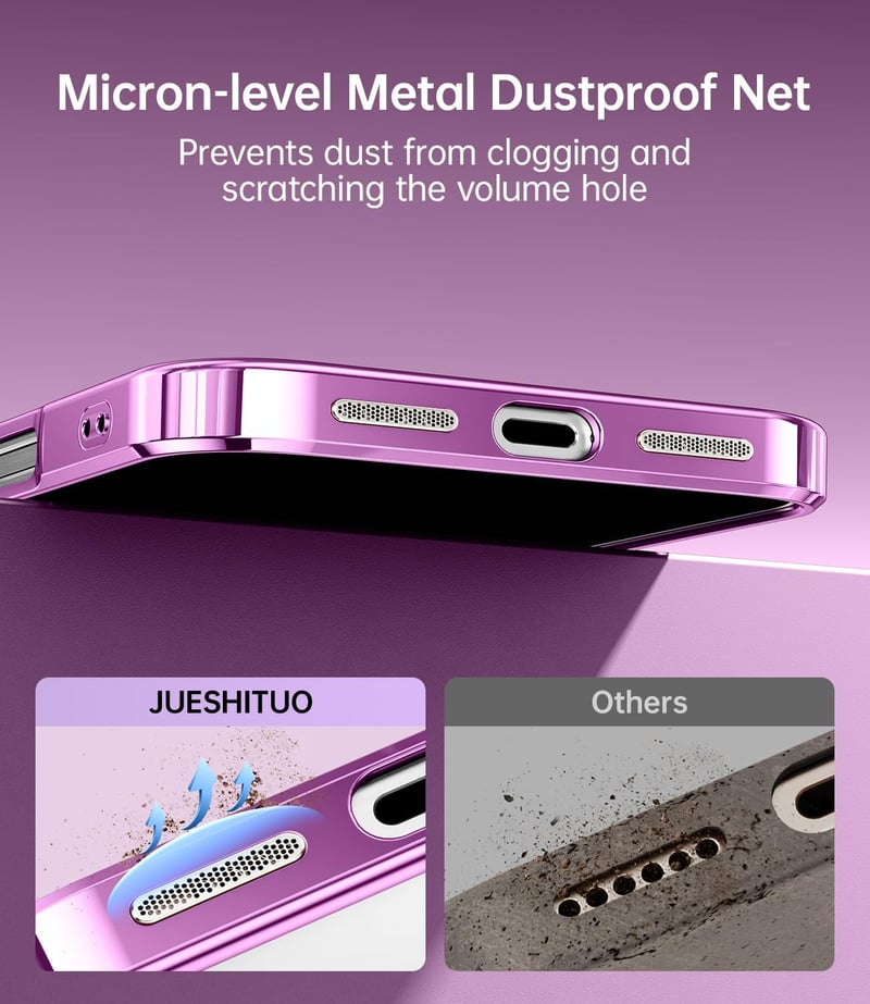 Jueshituo Set husă 3-în-1 pentru iPhone 16 Pro cu folie de protecție, standard militar, compatibilă MagSafe, carcasă magnetică antișoc, roz