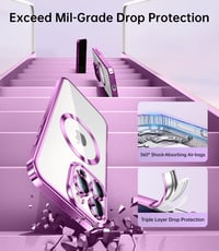 Jueshituo Set husă 3-în-1 pentru iPhone 16 Pro cu folie de protecție, standard militar, compatibilă MagSafe, carcasă magnetică antișoc, roz 5
