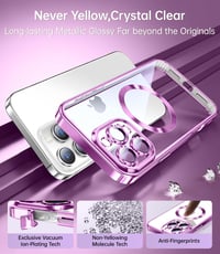 Jueshituo Set husă 3-în-1 pentru iPhone 16 Pro cu folie de protecție, standard militar, compatibilă MagSafe, carcasă magnetică antișoc, roz 4