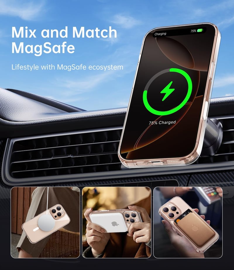 JUESHITUO iPhone 16 Pro Tok Kamera Gombbal, MagSafe Kompatibilis Katonai Szabványú Ütésálló Karcolásvédő Mobiltelefon Védőtok