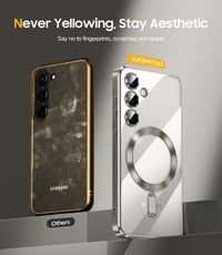 JUESHITUO Samsung Galaxy S24 Tok MagSafe Kompatibilis Kameravédelemmel - Erős Mágneses Telefontok S24 5G Titán Természetes Színben 5