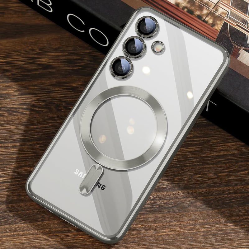 JUESHITUO Samsung Galaxy S24 Tok MagSafe Kompatibilis Kameravédelemmel - Erős Mágneses Telefontok S24 5G Titán Természetes Színben