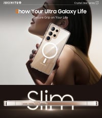 JUESHITUO Samsung Galaxy S25 Ultra 5G Tok Átlátszó Kristálytiszta Mágneses Katonai Védelem Ütésálló Képernyővédő Fóliával 8