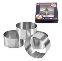 Set inele pentru desert JUHONNZ, 4 bucăți, inele din oțel inoxidabil pentru tort, forme rotunde pentru cheesecake, mini inele de copt, antiaderente, pentru clătite și prăjituri, 8x8x4 cm 1