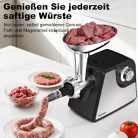 Juissiart Elektromos Húsdaráló - 3 Tárcsával, Kolbásztöltő és Kebbe Készítő Funkcióval, Kekszkészítő Tartozékkal, Rozsdamentes Acél, Fekete 4
