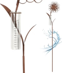 JUJOYBD 110 cm-es esőmérő kerti dekoráció, fagyálló üveg esőmérő rúddal 8