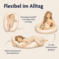 Dojčiaci vankúš Julius Zöllner mušelínový | Tehotenský vankúš, vankúš na spanie na boku a polohovací vankúš v jednom | 100 % bavlna, Oeko-TEX Standard 100 | Biely 3