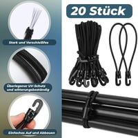 JULMELON Bungee Cord 20 db Horogos Gumikötél 15 cm Ponyvafeszítő 3