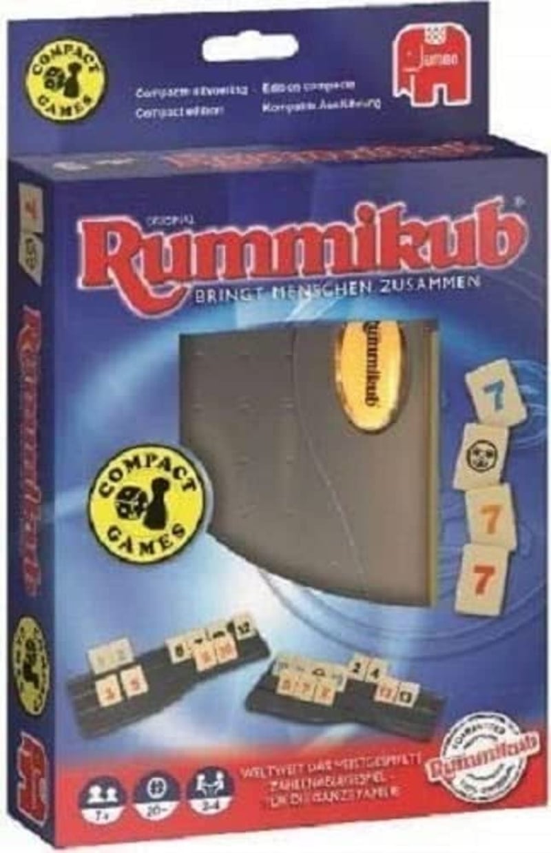 Kompaktná spoločenská hra Rummikub Original od Jumbo – Klasické cestovné vydanie pre celú rodinu – JUM03942