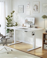 JUMMICO Állítható Magasságú Íróasztal 120x60 cm USB-A Csatlakozóval, Ergonomikus Számítógépasztal Otthoni Irodába 2