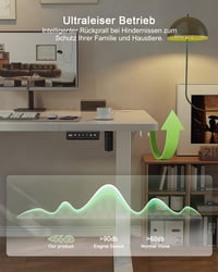 JUMMICO Állítható Magasságú Íróasztal 120x60 cm USB-A Csatlakozóval, Ergonomikus Számítógépasztal Otthoni Irodába 8