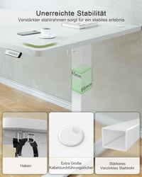 JUMMICO Állítható Magasságú Íróasztal 120x60 cm USB-A Csatlakozóval, Ergonomikus Számítógépasztal Otthoni Irodába 5