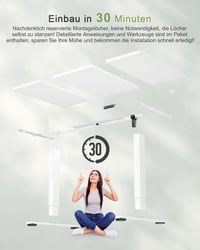 JUMMICO Állítható Magasságú Íróasztal 120x60 cm USB-A Csatlakozóval, Ergonomikus Számítógépasztal Otthoni Irodába 9