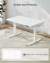 JUMMICO Állítható Magasságú Íróasztal 120x60 cm USB-A Csatlakozóval, Ergonomikus Számítógépasztal Otthoni Irodába 3