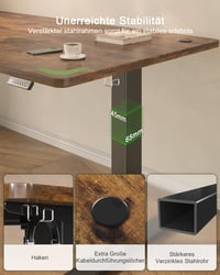Výškovo nastaviteľný písací stôl JUMMICO 180 x 80 cm s USB-A portom, elektrický nastaviteľný stôl do domácej kancelárie 5