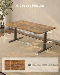 Výškovo nastaviteľný písací stôl JUMMICO 180 x 80 cm s USB-A portom, elektrický nastaviteľný stôl do domácej kancelárie 3