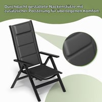 JUMMICO Alumínium Kerti Szék Szett 2 db, Magas Háttámla, 7 Állítható Pozíció, Összecsukható, Légáteresztő, Időjárásálló, Teraszra és Kertbe, Max. 150 kg, Szürke 5